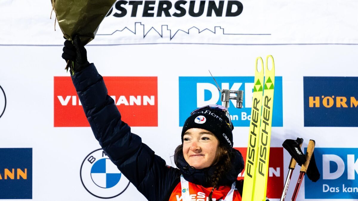 “Un tiro sólido”, revela Lou Jeanmonnot, la nueva humilde estrella del biatlón francés.