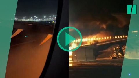 Un avión de pasajeros se incendia en la pista del aeropuerto de Tokio-Haneda en Japón