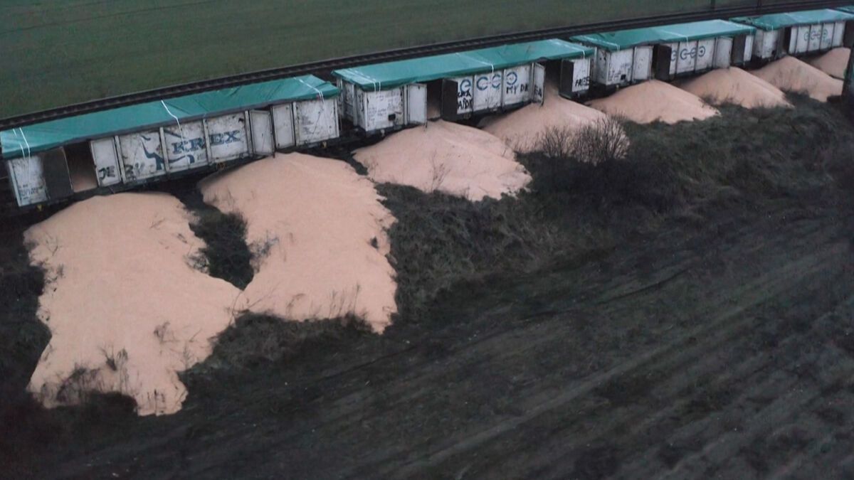 VIDEO. Polonia: Vías ferroviarias bloqueadas por 160 toneladas de grano ucraniano derramado