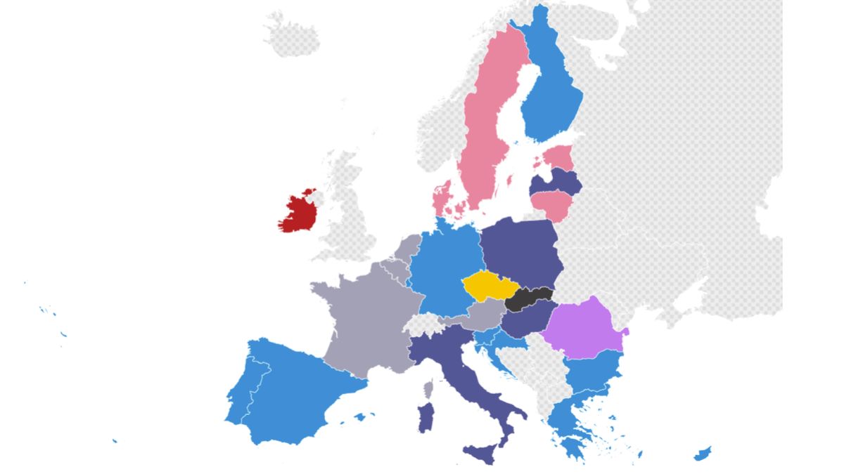Compilation des résultats des sondages électoraux européens de 2024 pour 28 pays dans une carte