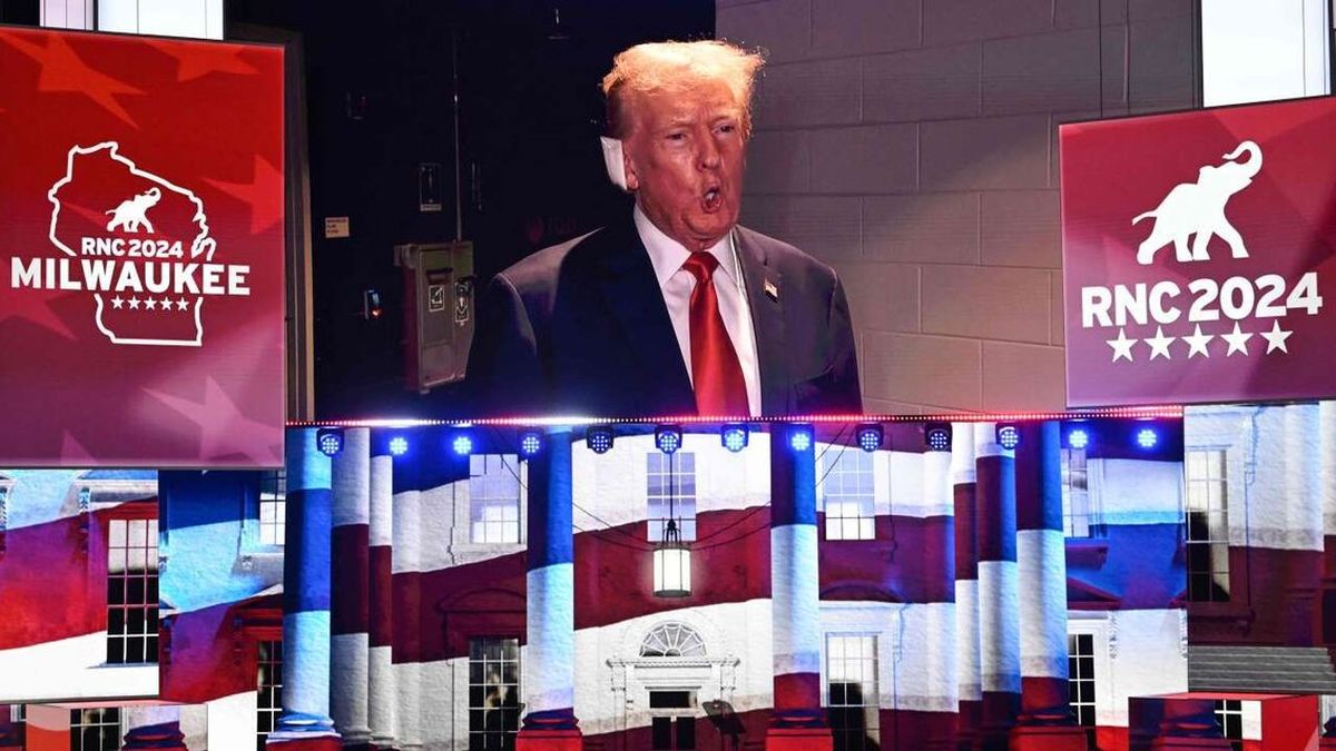 Donald Trump, with a bandage on his ear, cheered at the opening of the Republican convention in Milwaukee
